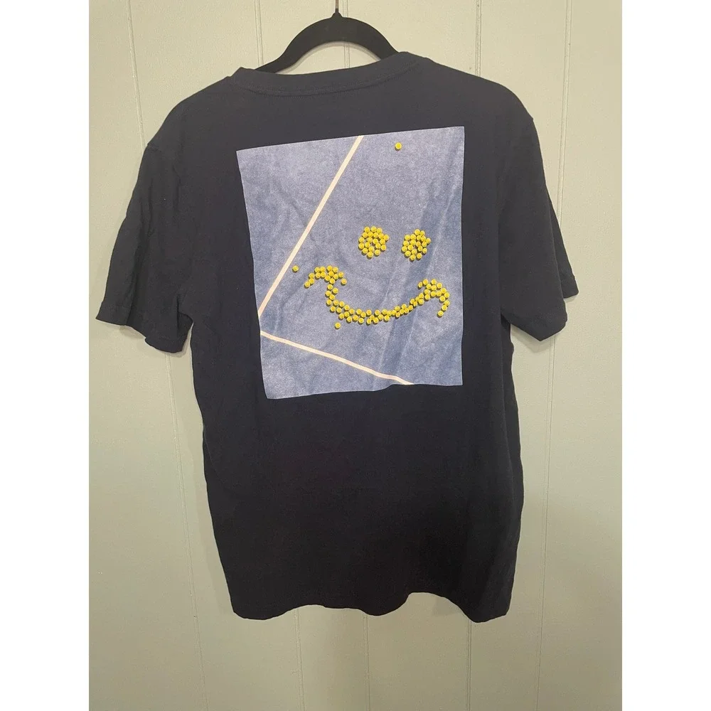 Old Navy Men's Medium Blue Cotton Short Sleeve T‎ Shirt Smiley Face Graphic Tee